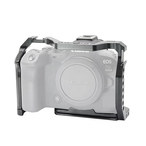 HIFFIN Metal Cage for EOS R5, R6, R6II, R5C Built-in Quick Release Plate for Arca-Type, Film Movie Making Camera Video Cage with Shoe Mount, 1/4'' & 3/8'' Threaded Holes - Image 1