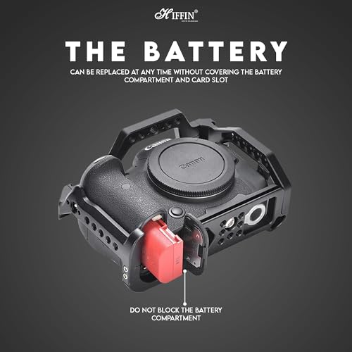 HIFFIN Metal Cage for EOS R5, R6, R6II, R5C Built-in Quick Release Plate for Arca-Type, Film Movie Making Camera Video Cage with Shoe Mount, 1/4'' & 3/8'' Threaded Holes - Image 5