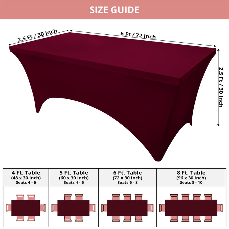 Utopia Kitchen Spandex Tablecloth 2 Pack [6FT  Burgundy] Tight  Fitted  Washable and Wrinkle Resistant Stretch Rectangular Patio Table Cover for Event  Wedding  Banquet & Parties [72Lx30Wx30H Inch] - Image 4