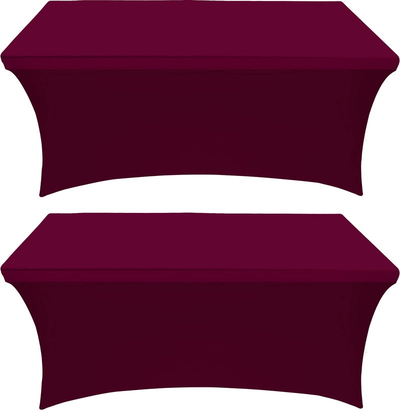 Utopia Kitchen Spandex Tablecloth 2 Pack [6FT  Burgundy] Tight  Fitted  Washable and Wrinkle Resistant Stretch Rectangular Patio Table Cover for Event  Wedding  Banquet & Parties [72Lx30Wx30H Inch] - Image 1