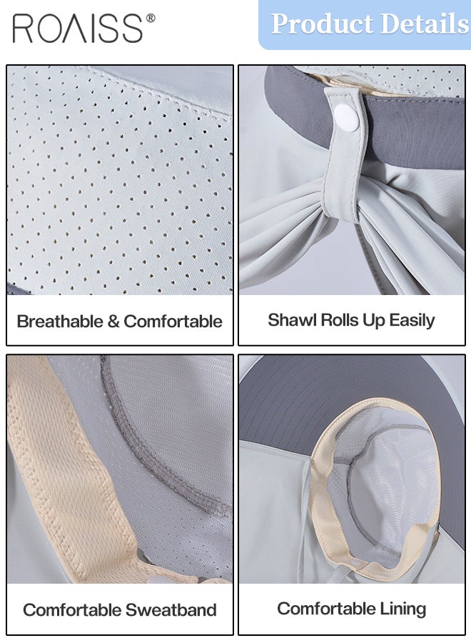 رويس قبعة دلو نسائية ذات حافة عريضة، قبعة صيفية كبيرة الحواف مع ذيل حصان رائع ومريح، قبعة واقية من الشمس UPF50+، مناسبة لتسلق الجبال وركوب الدراجات والمشي لمسافات طويلة - Image 3