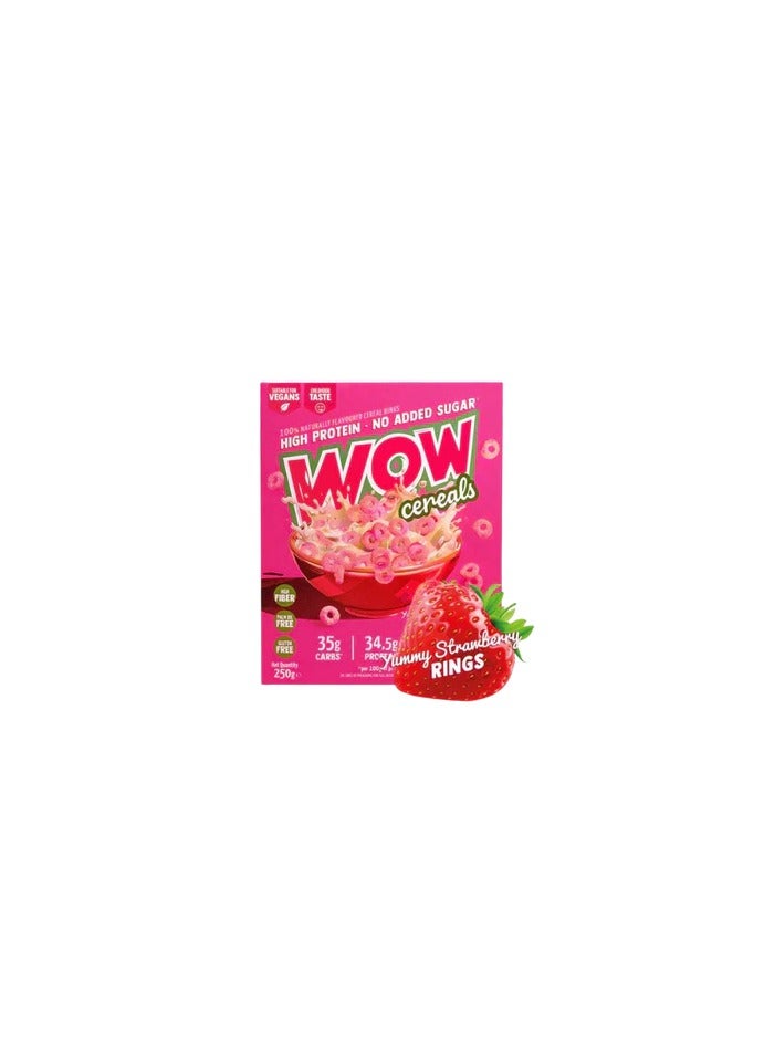 WOW High Protein Cereal Ring Yummy Strawberry 250g - Delicious No Sugar Cereal for a Healthy Breakfast in UAE