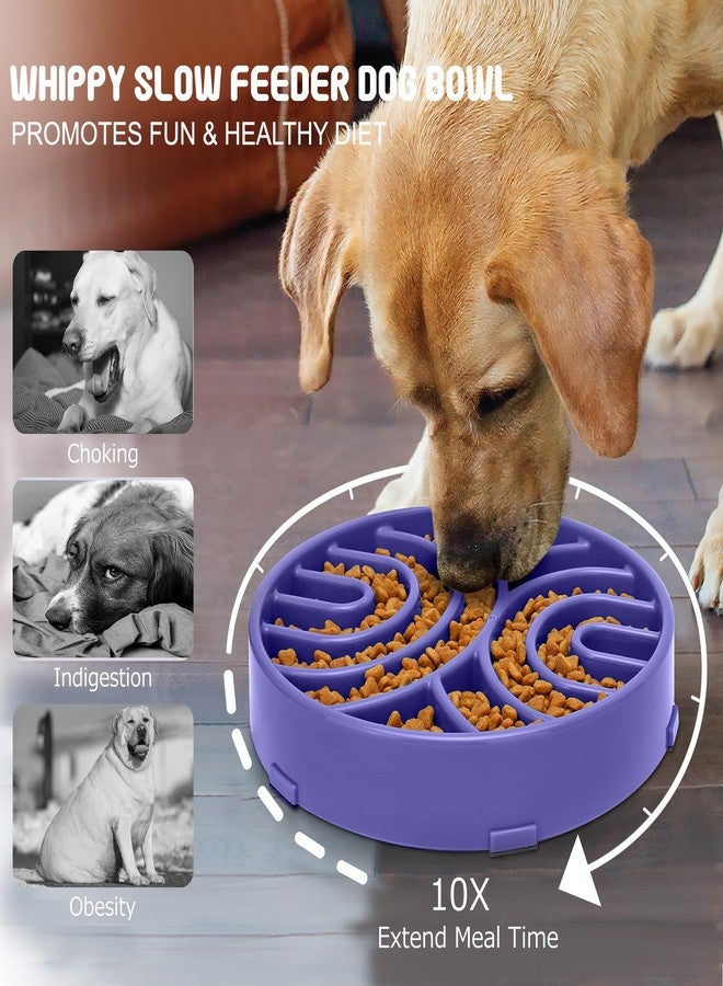 WHIPPY Slow Feeder Dog Bowl - Anti-Choking Maze, Anti-Slip Interactive Puzzle Feeder, Pet Bowl for Large Medium Dogs, Lavender - Image 3