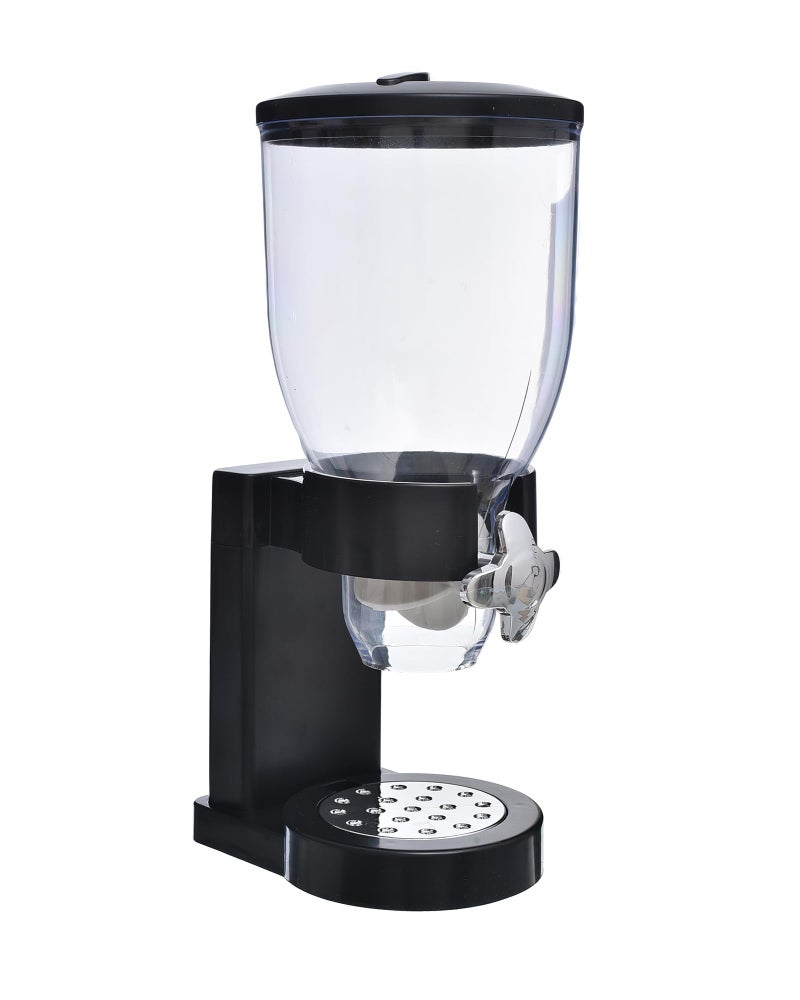 Generic Acrylic Large Cereal Dispenser Containing Plastic Base With Rotating Knob Designed To Preserve Freshness And Flavor 2 Litre Capacity 14 x 16 x 35 Cm - Black - Image 2
