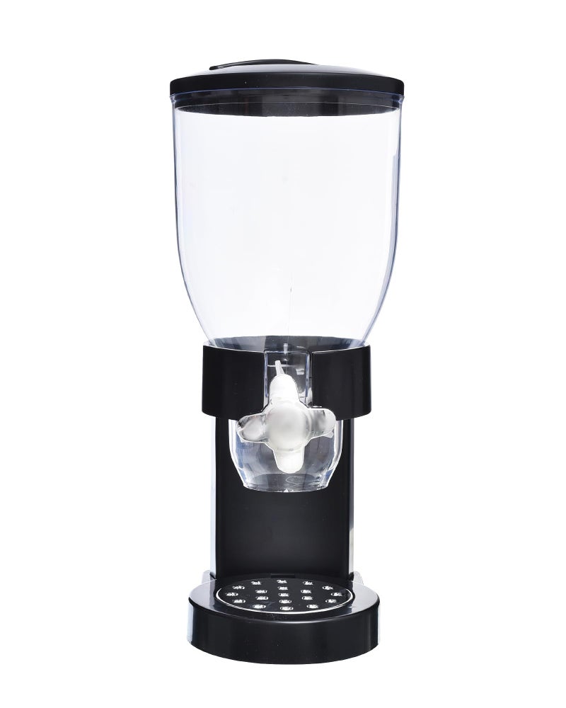 Generic Acrylic Large Cereal Dispenser Containing Plastic Base With Rotating Knob Designed To Preserve Freshness And Flavor 2 Litre Capacity 14 x 16 x 35 Cm - Black - Image 3