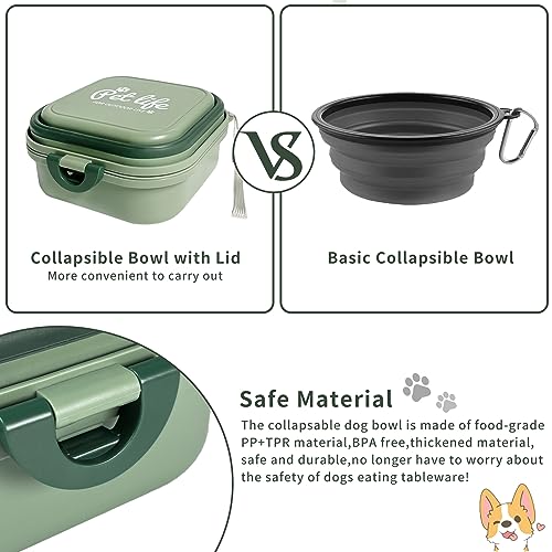 cermug Collapsible Dog Bowls, Travel Water Bowl for Dogs, 2-in-1 Portable Food and Water Feeder - Travel Dog Bowls with Lid for Walking, Traveling, Camping and Hiking - Image 3