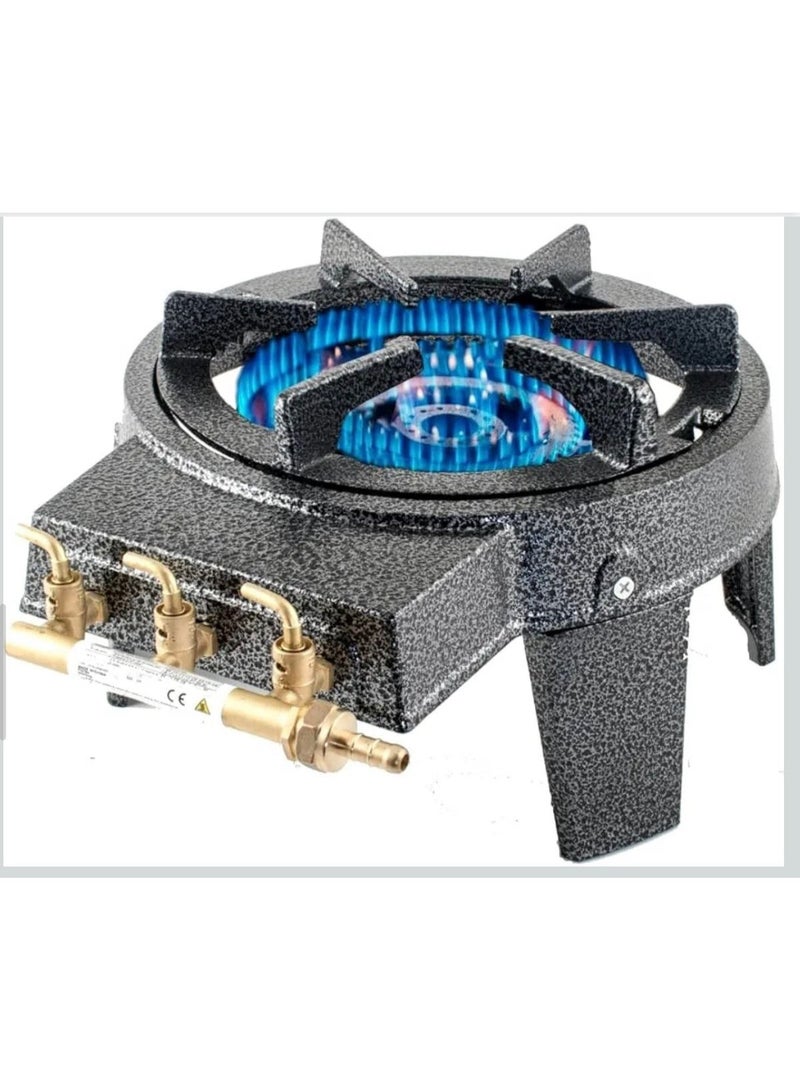 SARRA موقد غاز Sarra شعلة واحدة ثقيل مع 3 مخارج غاز، حديد زهر - Image 1