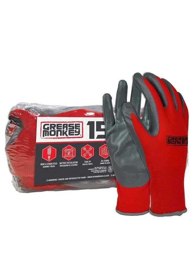grease monkey GREASE MONKEY Nitrile Coated Work Gloves - 15 Pairs - Size Large  - Image 1