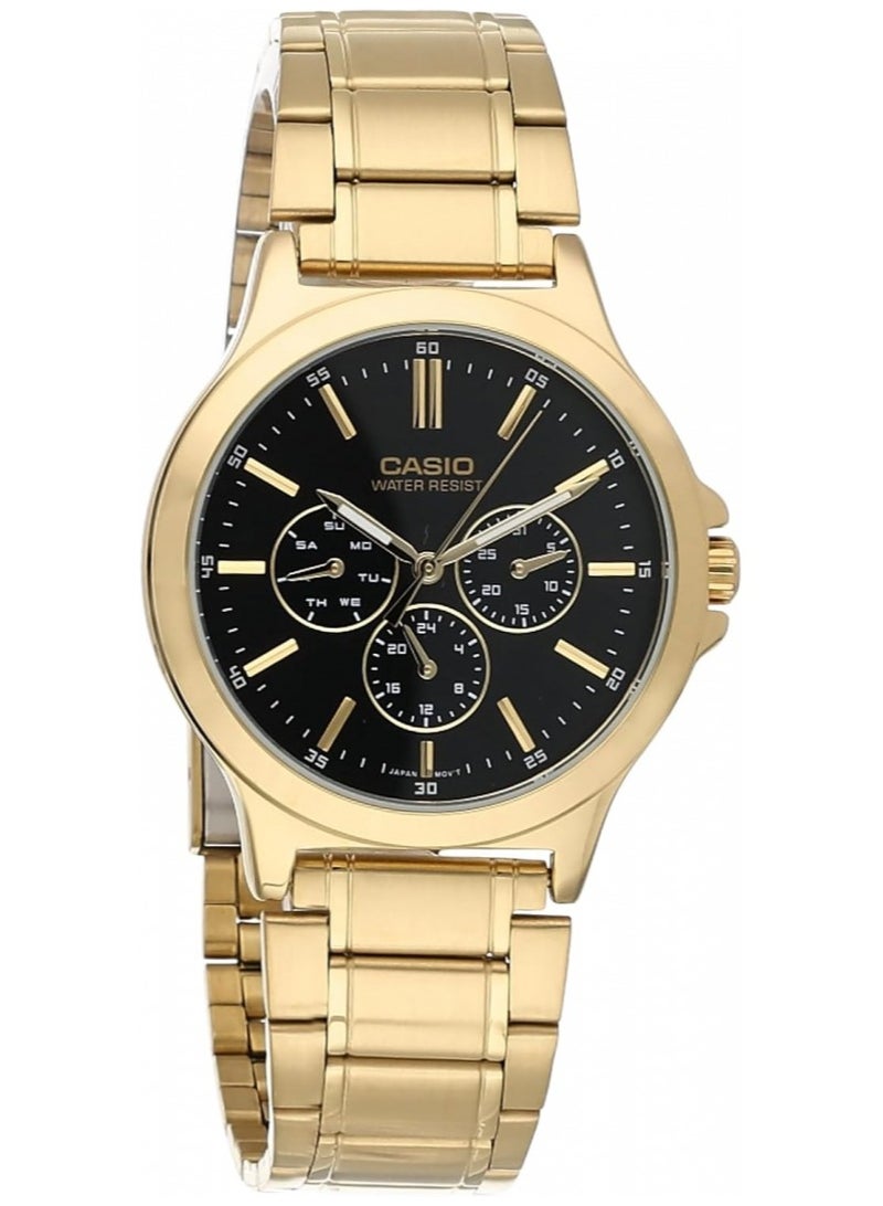 Casio MTP-V300G-1AUDF Men's, Formal, Black Dial, Gold Band - Image 3