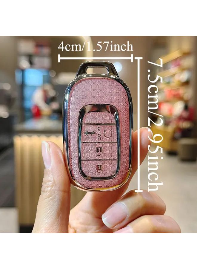 Pink Braided Strap Keyless Remote Case Full Size TPU Protector Shell Key Fob Cover - Image 2
