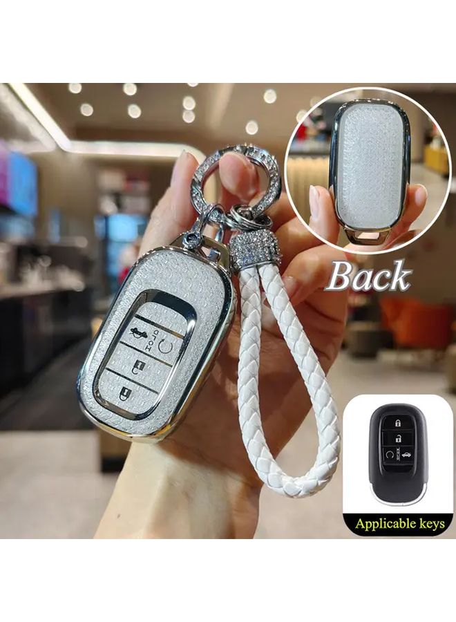 Pink Braided Strap Keyless Remote Case Full Size TPU Protector Shell Key Fob Cover - Image 4
