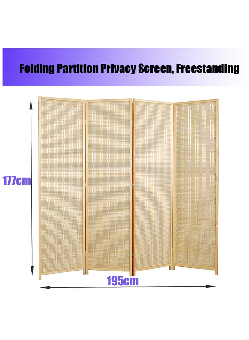 LINGWEI Wooden Room Divider Partition with Foldable Panels Freestanding Privacy Screen Folding Room Separator For Living Room Bedroom Office and Study Natural Finish Lightweight  - Image 4