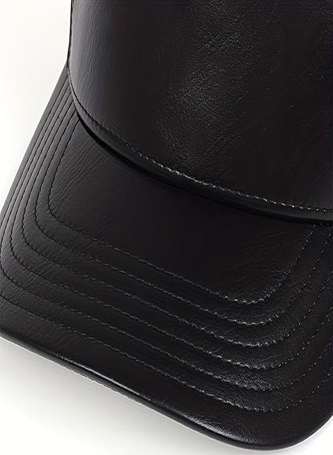 FASHOLIC PU LeatherMen's Hat/Cap for Outdoor Everyday Wear | UV Protection | Lightweight | Packable | Quick-Drying | Fashion Casual Headwear Accessories for Men and Boys Black - Image 5