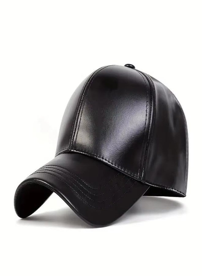 FASHOLIC PU LeatherMen's Hat/Cap for Outdoor Everyday Wear | UV Protection | Lightweight | Packable | Quick-Drying | Fashion Casual Headwear Accessories for Men and Boys Black - Image 1