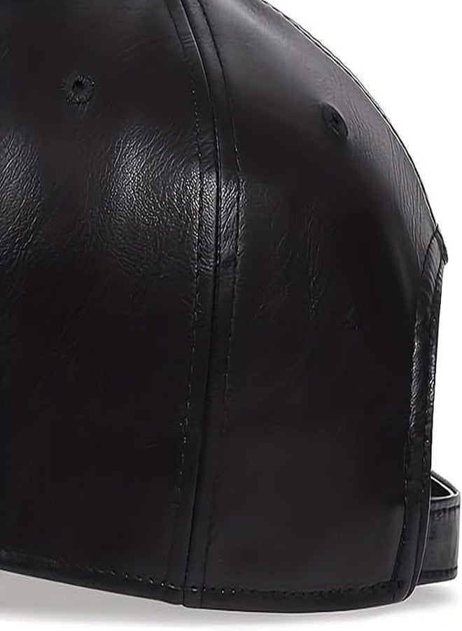 FASHOLIC PU LeatherMen's Hat/Cap for Outdoor Everyday Wear | UV Protection | Lightweight | Packable | Quick-Drying | Fashion Casual Headwear Accessories for Men and Boys Black - Image 2