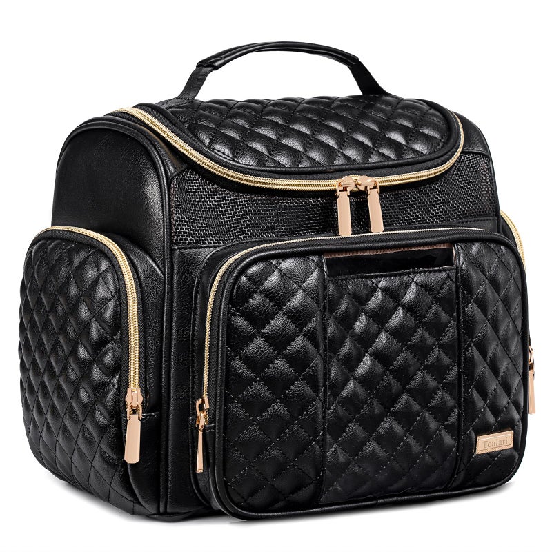Tealari Large Leather Toiletry Bag for Women MenBathroom BagWater Resistant Shower BagMakeup BagPortable Shower Caddy for College DormHanging Travel Toiletry Bag with Transparent Waterproof Phone Pocket - Image 2