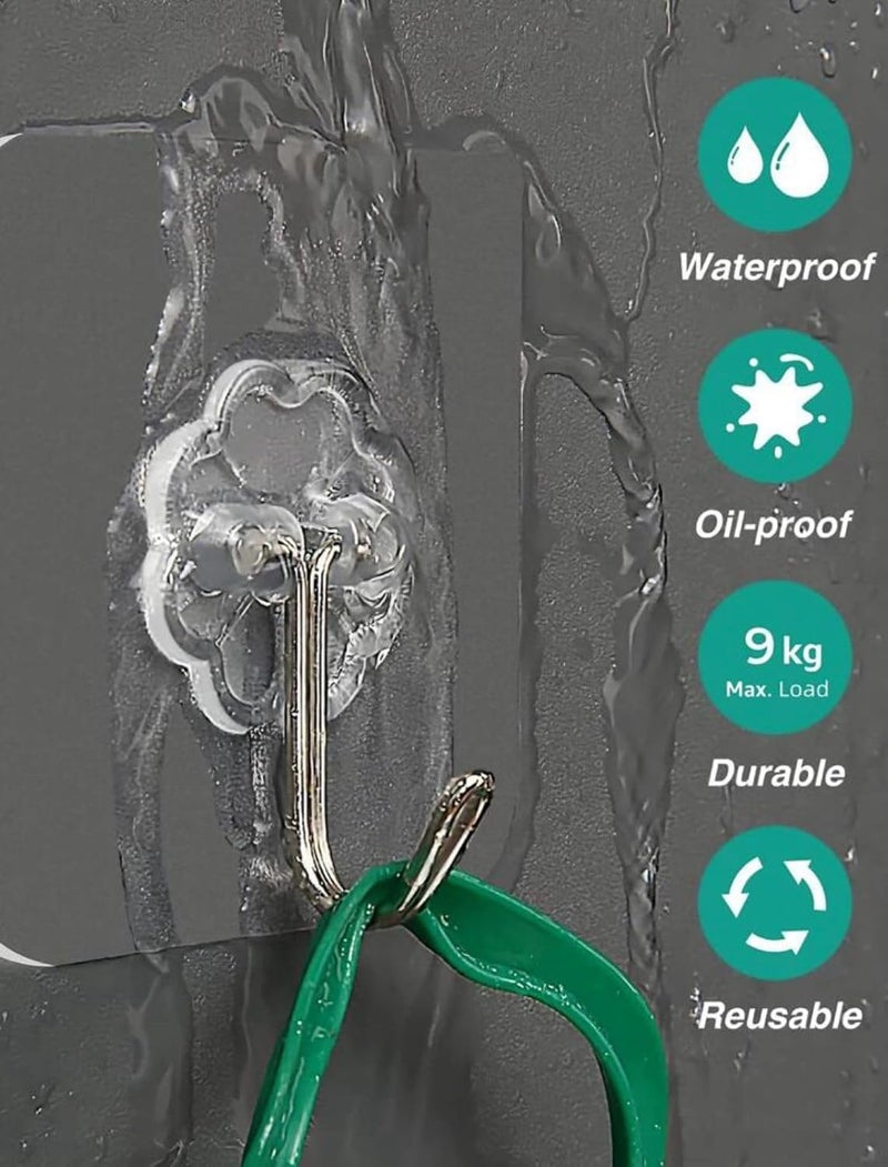 MAMLAKA MAMLAKA Cozy Store WallMounted NoPunch SelfAdhesive Hooks Reusable Waterproof Hooks for Kitchen Bathroom Keys Jackets Hats Towels Umbrellas Clear Sticky Hooks 5 PCS Flower Hook  - Image 2