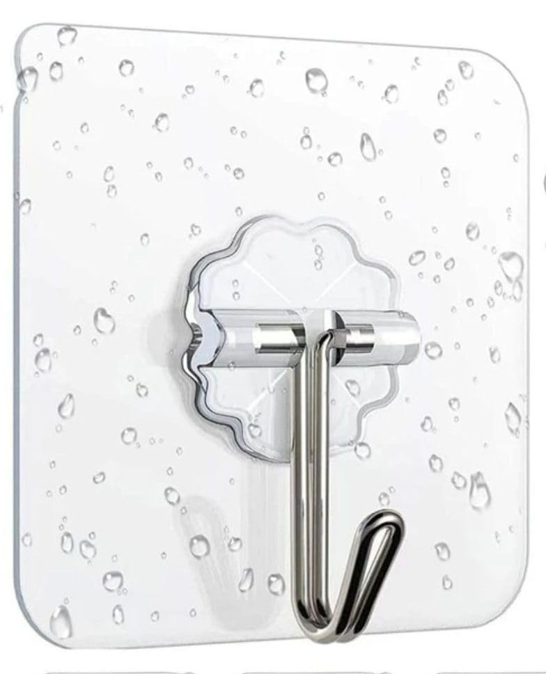 MAMLAKA MAMLAKA Cozy Store WallMounted NoPunch SelfAdhesive Hooks Reusable Waterproof Hooks for Kitchen Bathroom Keys Jackets Hats Towels Umbrellas Clear Sticky Hooks 5 PCS Flower Hook  - Image 1