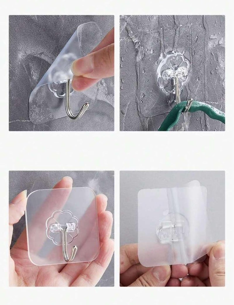 MAMLAKA MAMLAKA Cozy Store WallMounted NoPunch SelfAdhesive Hooks Reusable Waterproof Hooks for Kitchen Bathroom Keys Jackets Hats Towels Umbrellas Clear Sticky Hooks 5 PCS Flower Hook  - Image 4