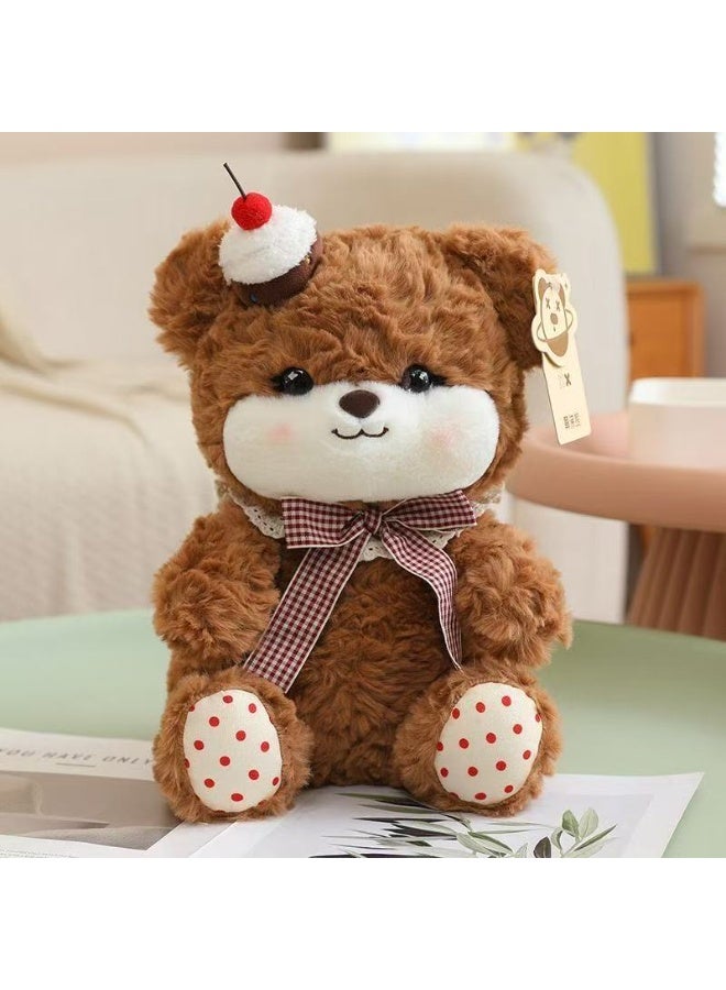 Sunspire 35cm brown teddy bear, birthday cake bear, plush toy with a bow, soft cuddly toy, suitable for toddlers and children, the perfect traditional birthday gift for boys and girls. - Image 4