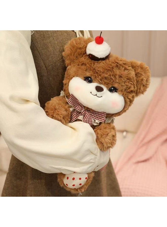 Sunspire 35cm brown teddy bear, birthday cake bear, plush toy with a bow, soft cuddly toy, suitable for toddlers and children, the perfect traditional birthday gift for boys and girls. - Image 2