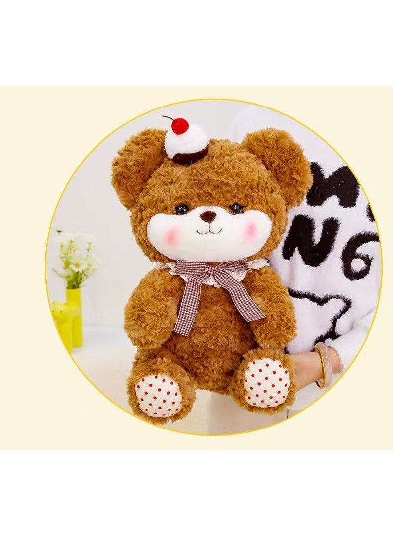 Sunspire 35cm brown teddy bear, birthday cake bear, plush toy with a bow, soft cuddly toy, suitable for toddlers and children, the perfect traditional birthday gift for boys and girls. - Image 3