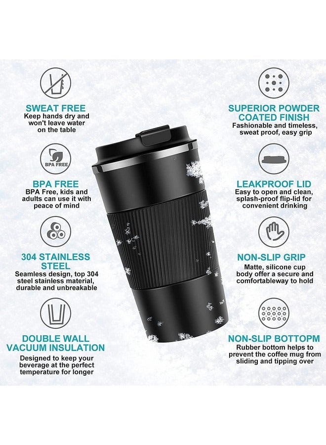 Beauenty Coffee Cup Insulated, Reusable Travel Stainless Steel Mug with Leakproof Lid & Eco-Friendly for Coffee ,13oz,380ml, Black - Image 2