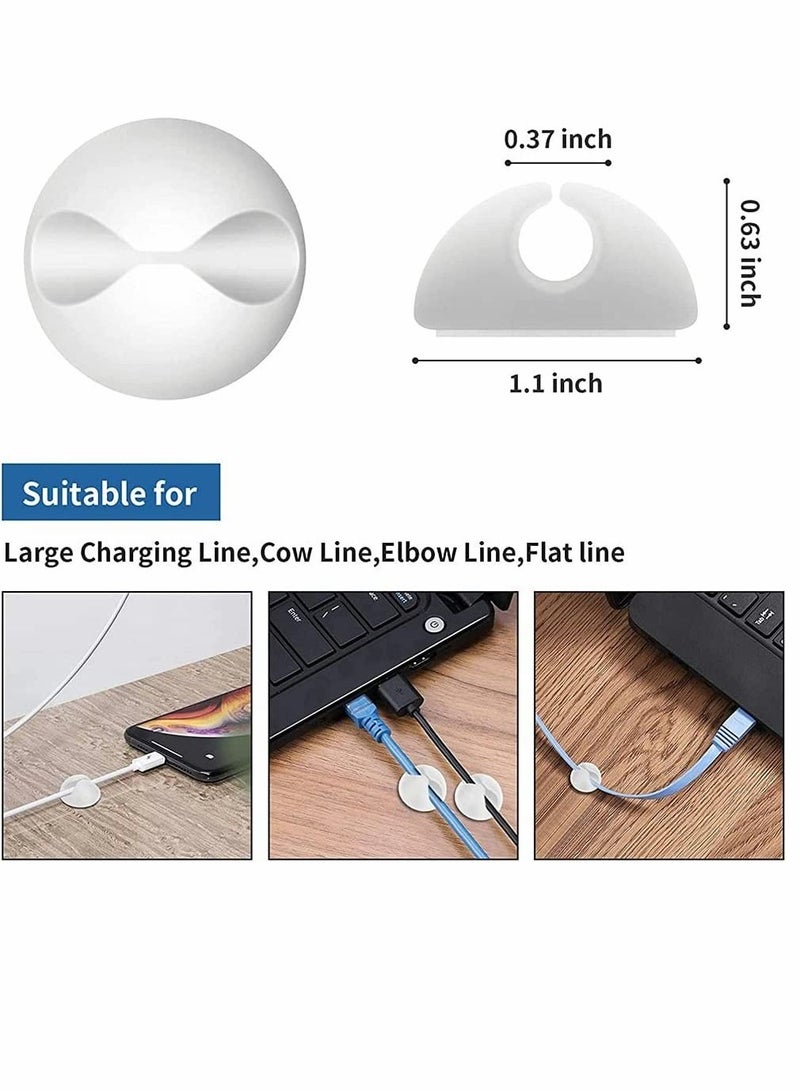 SYOSI Cable Clips, Cord Organizer Cable Management, Self Adhesive Wire Holder System, Multipurpose Wire Clips for All Your Computer, Electrical, Charging or Mouse Cord 8 Pack (White) - Image 2