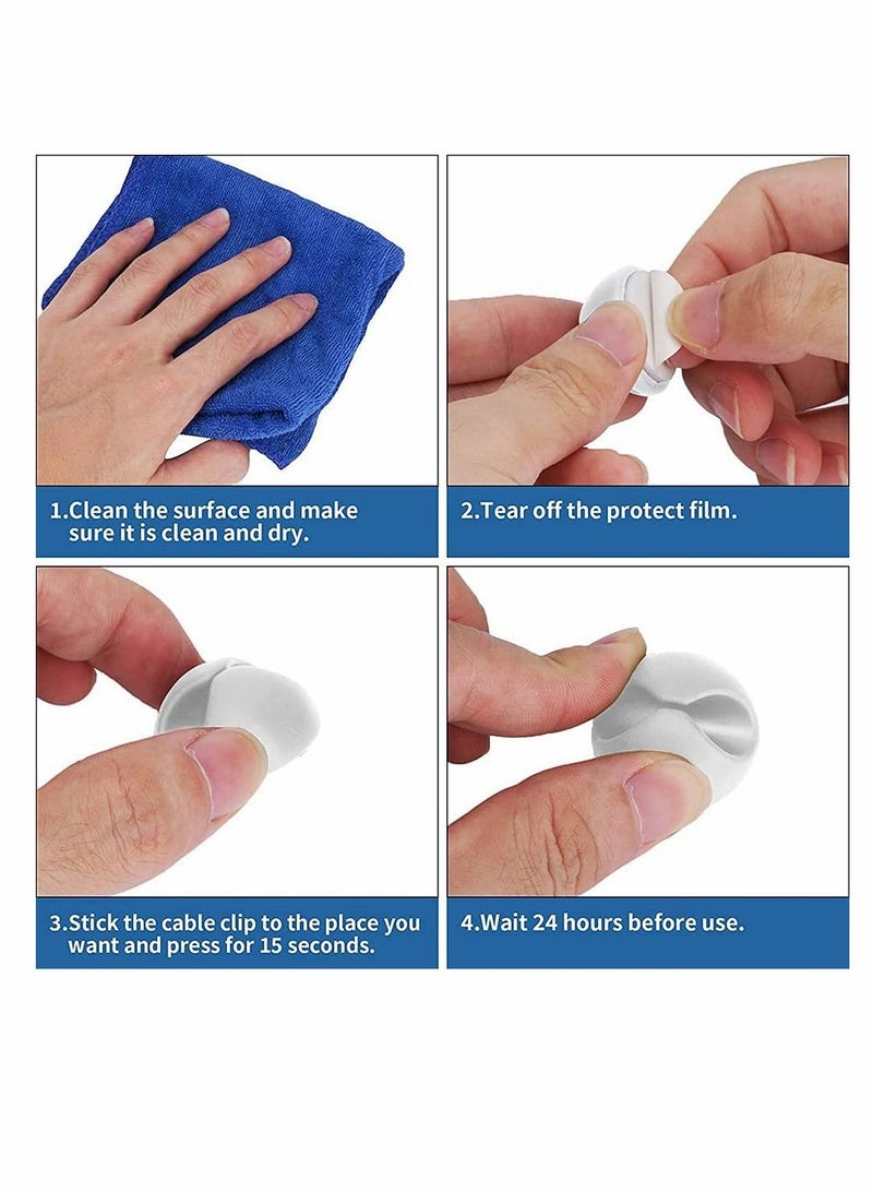 SYOSI Cable Clips, Cord Organizer Cable Management, Self Adhesive Wire Holder System, Multipurpose Wire Clips for All Your Computer, Electrical, Charging or Mouse Cord 8 Pack (White) - Image 5