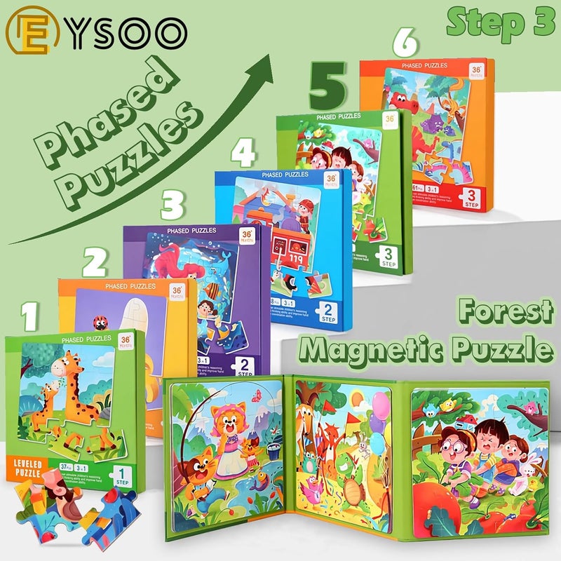 EYSOO Magnetic Jigsaw Puzzles 3 Pack Jigsaw Puzzle for Kids 16+20+25 PCS Toddler Puzzles Portable Travel Toy for 3+ Kids Boys Girls (Level 3-B) - Image 2
