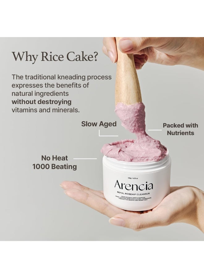arencia Rosehip Brightening Rice Mochi Face Cleanser & Daily Scrub - Moisturizing, Exfoliating & Deep-Cleansing - All Skin Types with Rice Powder & Rice Water (120g) - Image 5