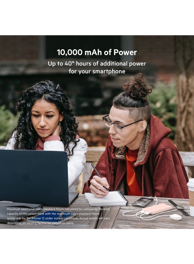 بيلكين باور بنك محمول بمنفذ USB C (10000 مللي أمبير في الساعة مع منفذ USB C ومنفذا USB A لشحن يصل إلى 15 وات متوافق مع أجهزة الآيفون والأجهزة التي تدعم الأندرويد وسماعات آير بودز وأجهزة الأي باد، وغير ذلك المزيد) ذهبي وردي - Image 2