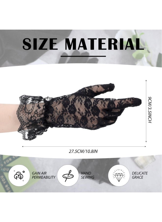 Black Lace Gloves for Women Elegant Tea Party Gloves Opera Gloves Mesh Gloves for Opera Wedding Dinner 1920s Party - Image 2