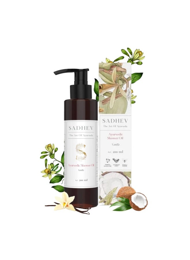 Sadhev Ayurvedic Shower Oil With Goodness Of Vanilla For Hydration And Moistrization 200ml - Image 1