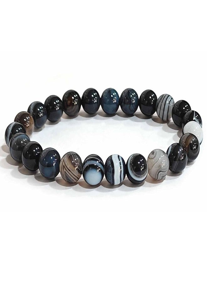 YiCan Natural Crystal Sulemani Hakik Bracelet - Sulemani Hakik Stone Original Certified Bracelet For Money, Confidence, Courage, Positive Energy, Emotional Balance And Chakra Healing -(8Mm Beads) - Image 1