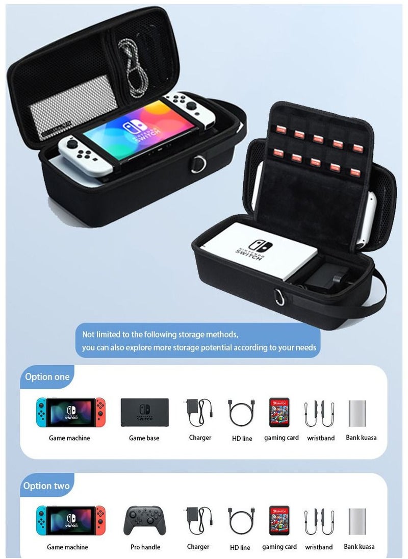 Vermaney Vermaney Compatible Nintendo Switch Oled Storage Bag, Switch Oled Case, Game Console Hard Case, Large Capacity Portable, Built-in Stand (Black)  - Image 2