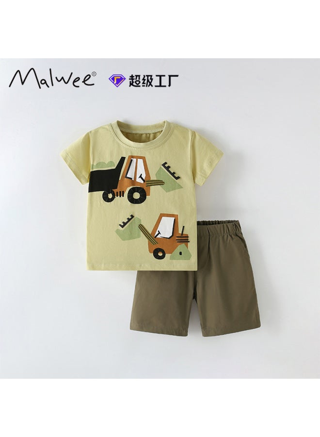 Boys Two-piece Summer Round Neck Short Sleeve T-shirt European And American Children Casual Suit