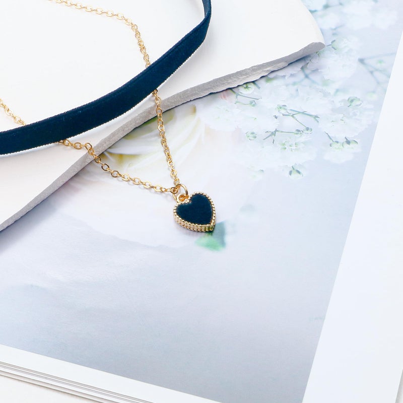 Dayaney Black Heart Necklace  Black Choker Necklaces For Woman  Gothic Vintage Choker Necklace  Black Velvet Choker Heart Jewelry Gold Chain Choker As Valentines Day Gifts For Her - Image 5