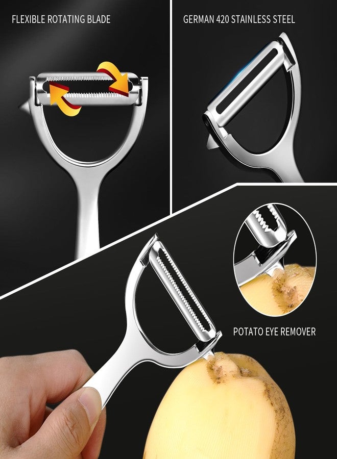 MAD SHARK Ultra Sharp vegetable peelers for kitchen - 10 Years No-Rust Stainless Steel Serrated Potato Peeler Easy to Use Y Peeler with Durable Non-Slip Ergonomic Grips for Carrots, Fruits, Veggie - Image 4