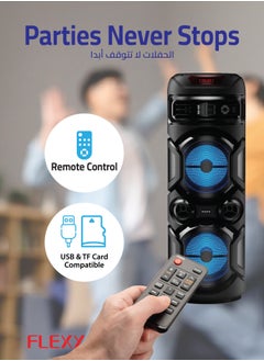 Flexy FLEXY Multimedia Speaker: 40000W P.M.P.O, Dolby Digital, True Wireless, Remote Control, Wireless Mic, Trolley Wheels, BT 5.0, USB/TF/FM Compatible, LED Display, Karaoke Ready.  - Image 4