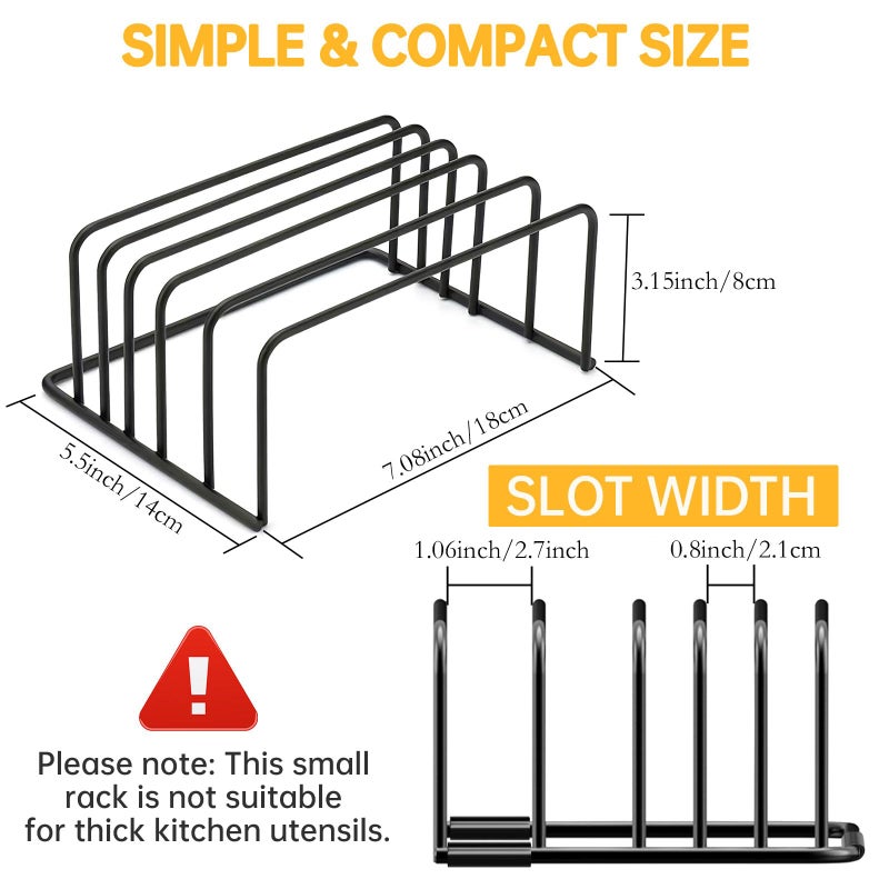 BanYakong Kitchen Cutting Board Organizer Rack, 5-Slot Storage Holder for Boards, Bakeware, Cookie Sheets (1pc Black) - Image 5