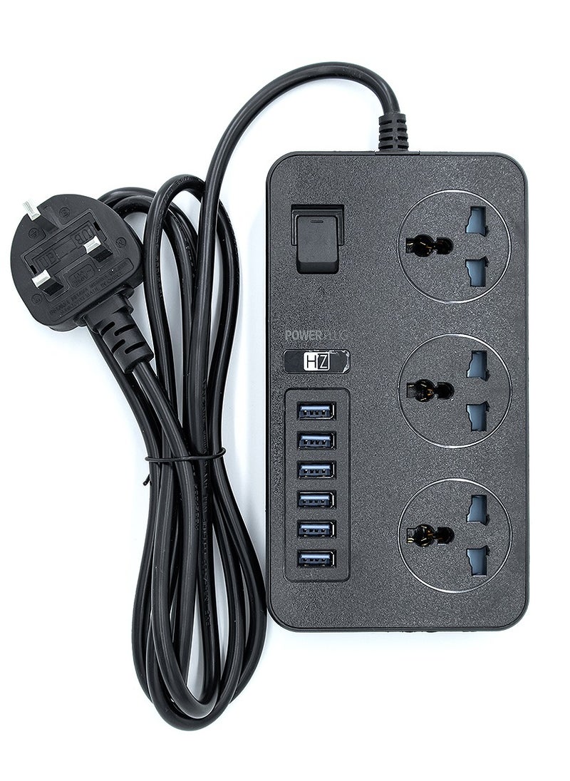 HEATZ 3.1A 2000 mm 6 USB 3 Socket 3000W Power Plug  - Image 1