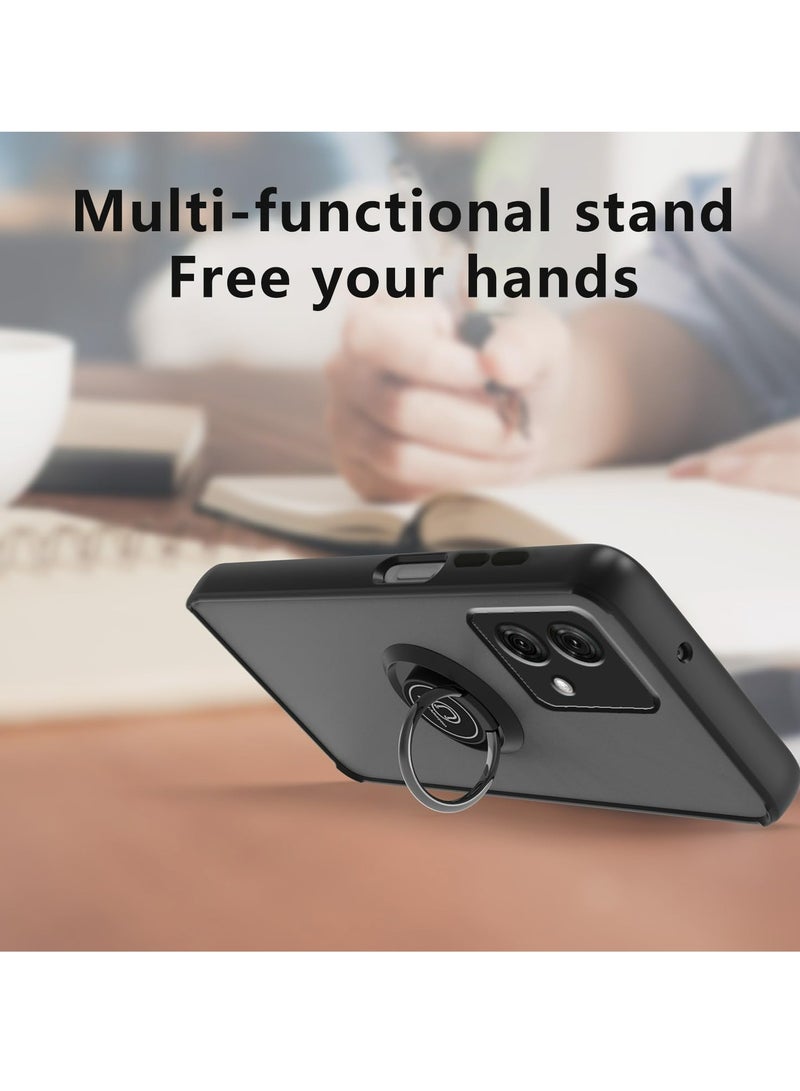 Case Cover For Motorola Edge 40 Neo 5G , 360°Rotating Kickstand Ring + Support Magnetic Car Mount + Slim Thin PC&TPU Shockproof Mobile Phone Case - Image 4
