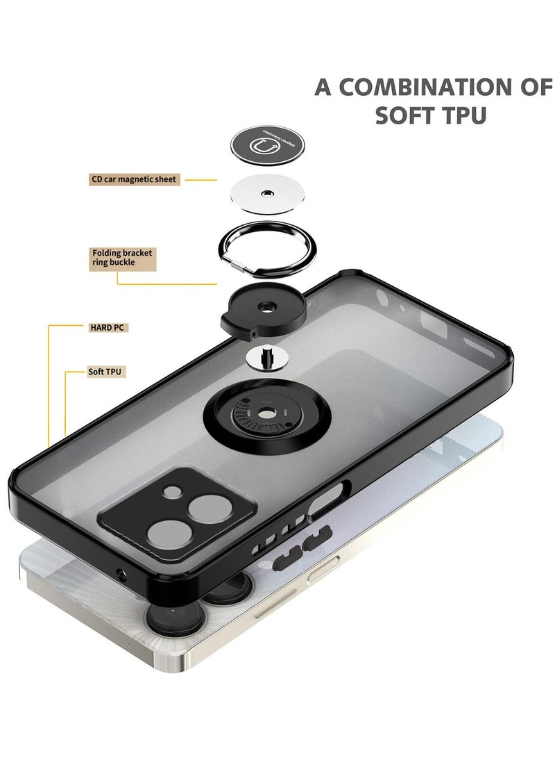 Case Cover For Motorola Edge 40 Neo 5G , 360°Rotating Kickstand Ring + Support Magnetic Car Mount + Slim Thin PC&TPU Shockproof Mobile Phone Case - Image 3