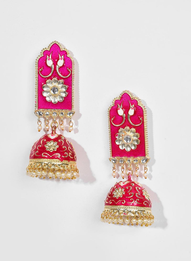 SOHI Pink Contemporary Artificial Drop Earring Jewellery - Image 1