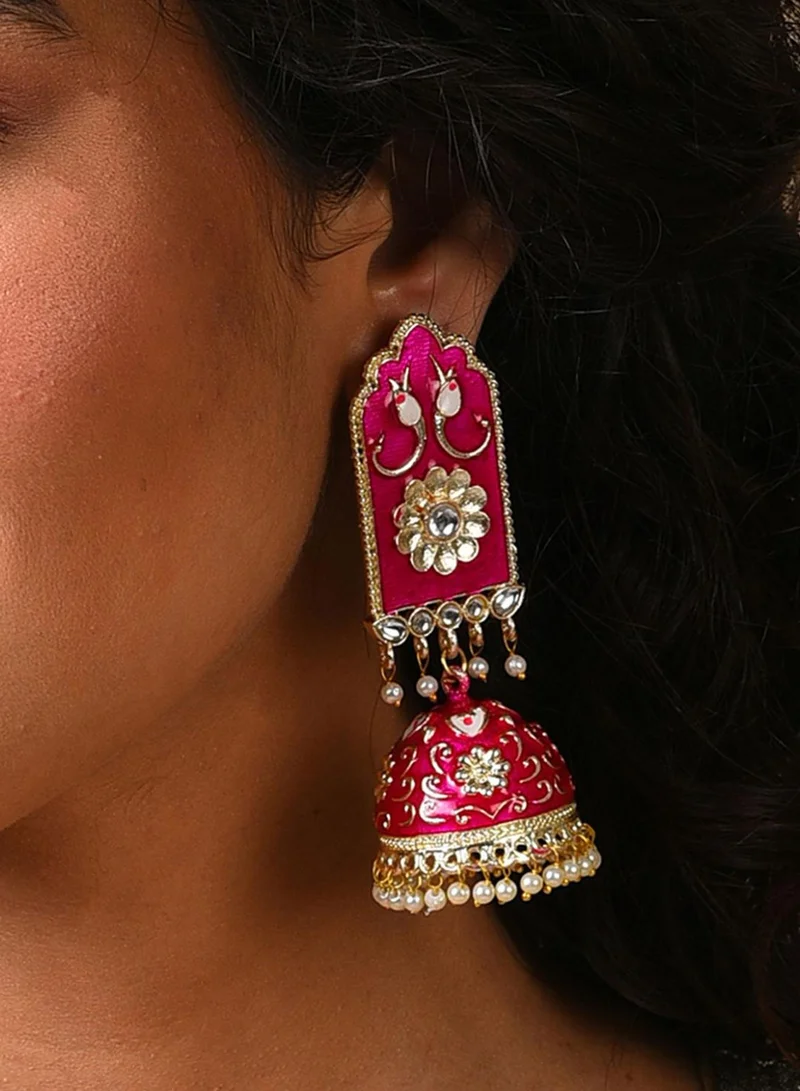 Sohi  Pink Contemporary Artificial Drop Earring Jewellery for Women | Best Price UAE