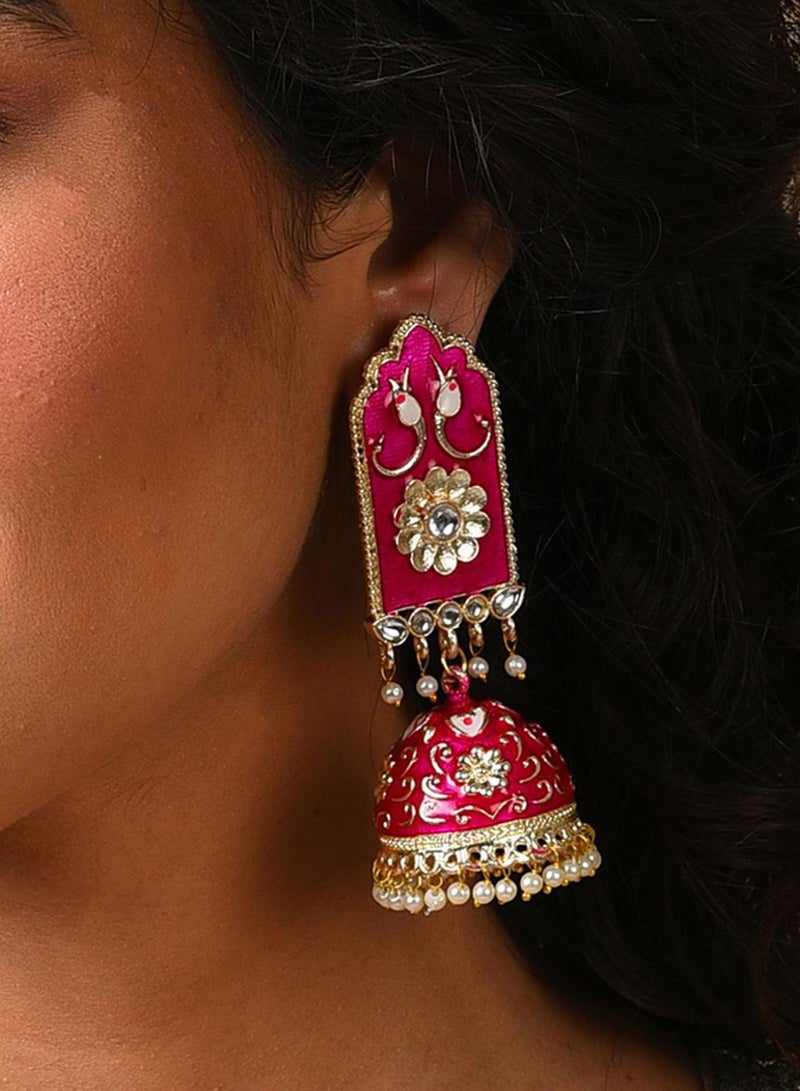 SOHI Pink Contemporary Artificial Drop Earring Jewellery - Image 4