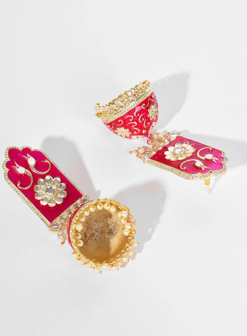Sohi  Pink Contemporary Artificial Drop Earring Jewellery for Women | Best Price UAE