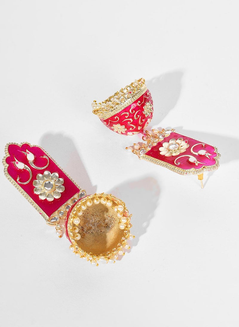 SOHI Pink Contemporary Artificial Drop Earring Jewellery - Image 3