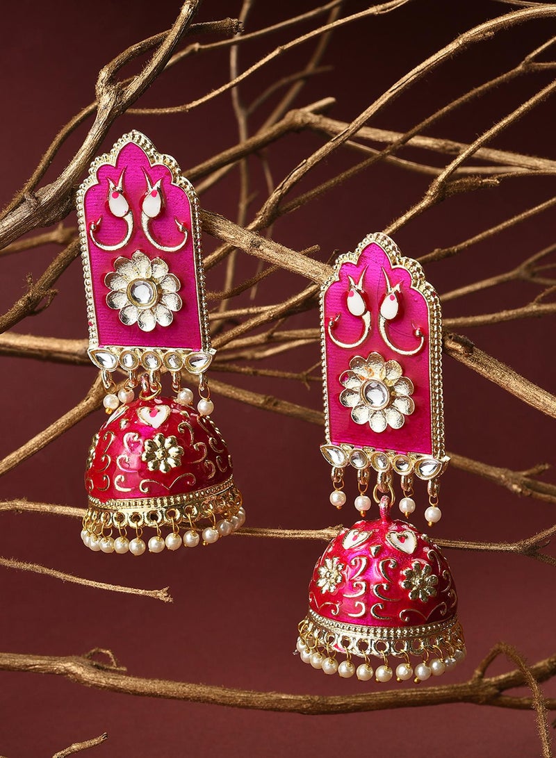 SOHI Pink Contemporary Artificial Drop Earring Jewellery - Image 2